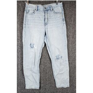 American Eagle Mom Jeans Women 4 Light Wash Distressed High Rise 5809559031